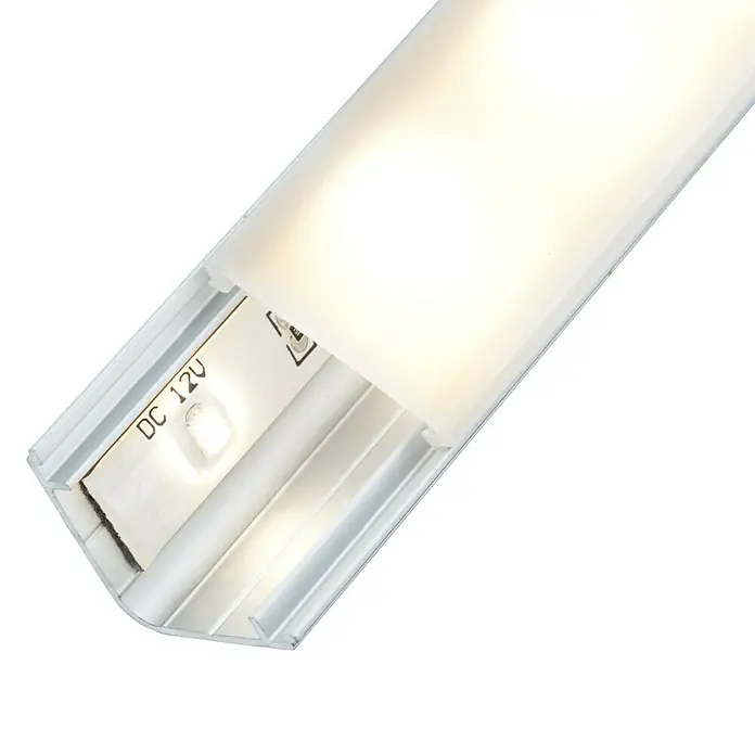 Paulmann Delta Profil - 1 m, Kunststoff - Nahaufnahme einer LED-Lichtleiste in einem Aluminiumprofil mit Milchglasabdeckung.