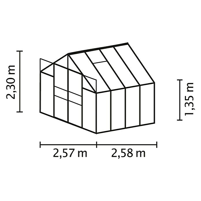 Vitavia Gewächshaus Mars 67002,58 x 2,57 x 2,3 m, Farbe: Schwarz, Einscheibensicherheitsglas (ESG), 3 mm Unknown