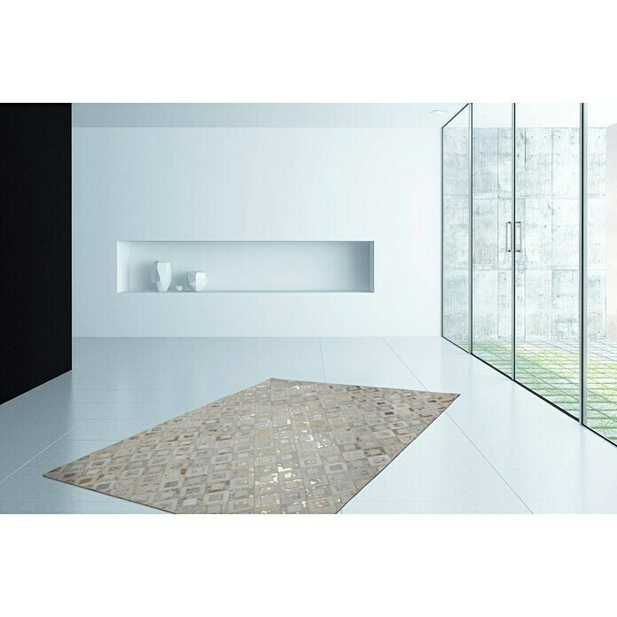 Kayoom Echtlederteppich Dazzle 100Elfenbein/Gold, L x B: 230 x 160 cm, 100 % Leder Mood Shot