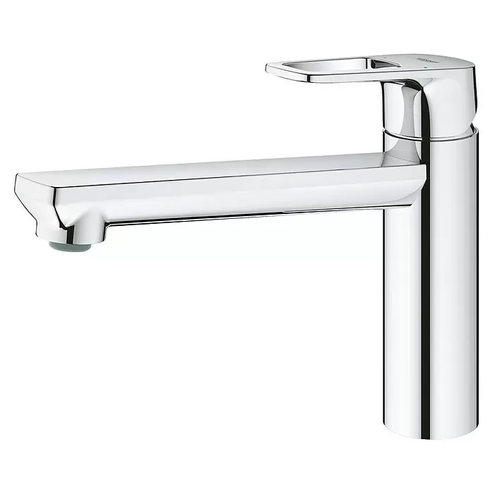 Grohe QuickFix Start Loop Grifo de cocina - Profundidad del grifo: 222 mm, Cromo, Brillo intenso - Grifo monomando cromado moderno con caño y maneta rectangulares.