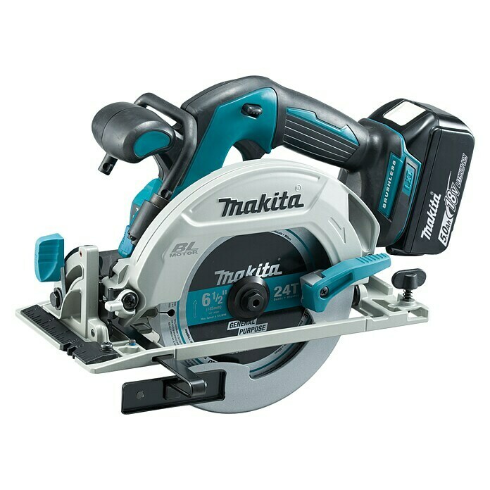 Makita Akku-Handkreissäge DHS680RTJ18 V, Li-Ionen, 5 Ah, 2 Akkus, Leerlaufdrehzahl: 5.000 U/min Front View