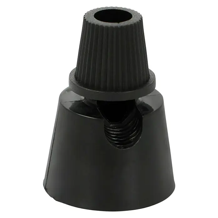 Lampen-Distanzaufhänger - Ø x H: 24 x 30 mm, Schwarz, Kunststoff, 1 Stk. - Schwarze Zugentlastung aus Kunststoff für die Kabelbefestigung in Lampen und Leuchten, mit gerändelter Oberfläche.