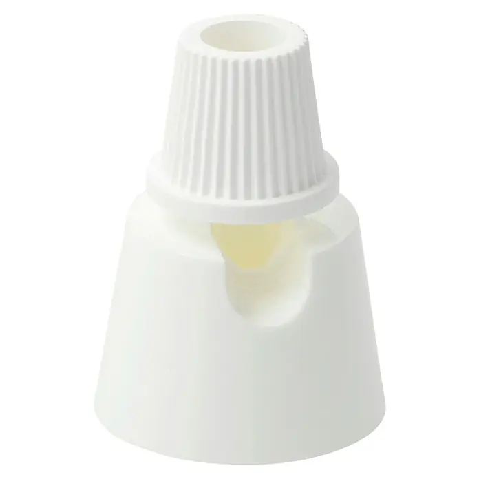 Lampen-Distanzaufhänger - Ø x H: 24 x 30 mm, Weiß, Kunststoff, 1 Stk. - Nahaufnahme eines weißen Tubenausdrückers mit geripptem Oberteil, der ein effizientes Entleeren von Tubenprodukten ermöglicht.
