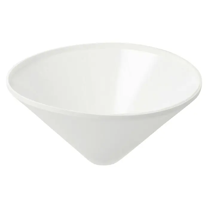 Lampenbaldachin konisch - 1-fach, Weiß, Kunststoff, 12 cm - Nahaufnahme einer eleganten, konisch geformten, weißen Salatschüssel mit glatter Oberfläche.