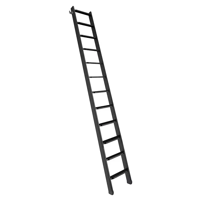 Dolle Hochbettleiter - Holz, Schwarz, Anzahl Stufen: 12 Stk., Geschosshöhe: 284 cm - Schwarze Holzleiter mit flachen Sprossen und Befestigungsmaterial, geeignet für Regale oder Hochbetten.