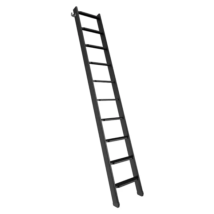 Dolle Hochbettleiter - Holz, Schwarz, Anzahl Stufen: 10 Stk., Geschosshöhe: 237 cm - Schwarze Holzleiter mit sichtbarer Maserung und Haken oben zur Befestigung.