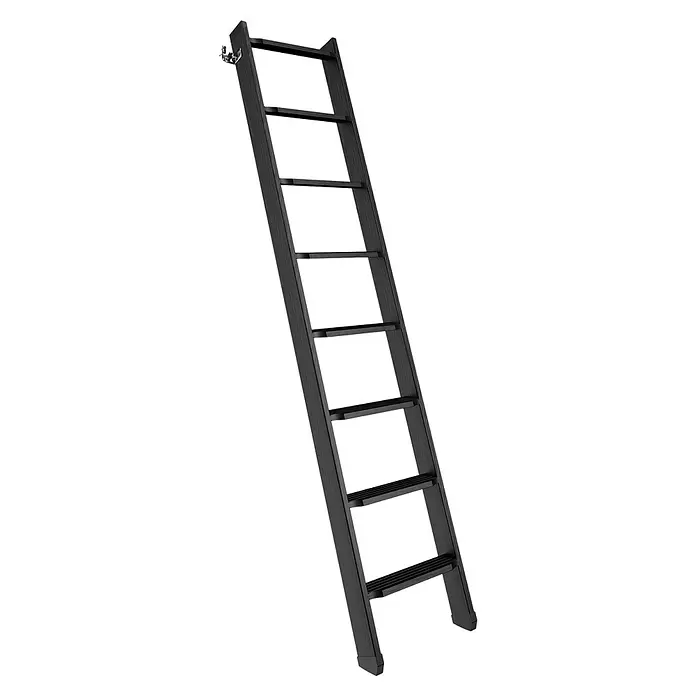 Dolle Hochbettleiter - Holz, Schwarz, Anzahl Stufen: 8 Stk., Geschosshöhe: 190 cm - Schwarze Holzleiter mit Metallhaken oben zur sicheren Befestigung.