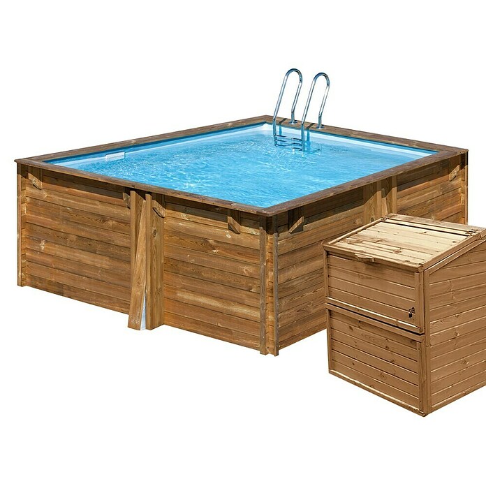 Gre Holz-Pool Carra - Set mit Technikraum (L x B x H: 300 x 300 x 119 cm, Hellbraun, 7.600 l) | BAUHAUS