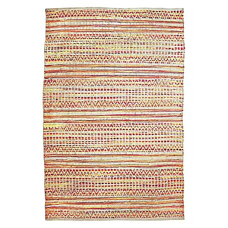 Kayoom Flachgewebeteppich Sienna 700 (Rot, Beige, Gelb, 170 x 120 cm, 100% Jute / Baumwolle)