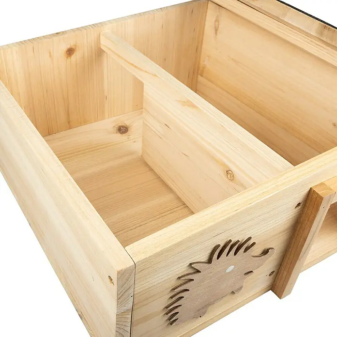 Windhager Igelhaus Bausatz - Holz, Braun - Holzkiste mit Fächern und Igel-Dekoration, ideal zur Aufbewahrung verschiedener Gegenstände. Natürliches Design mit praktischer Unterteilung.