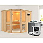 Karibu Systemsauna Amelia 3 (Mit Sauna Bio-Ofen 9 kW inkl. Steuerung Easy, Ohne Dachkranz, 196 x 231 x 198 cm)