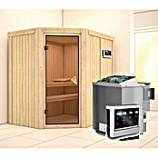 Karibu Systemsauna Carin (Mit Sauna Bio-Ofen 9 kW inkl. Steuerung Easy, Ohne Dachkranz, 195 x 152 x 198 cm)