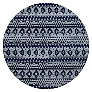 Kayoom Flachgewebeteppich Sunny Rund 200 (Blau, 120 cm, 100% Polyester)