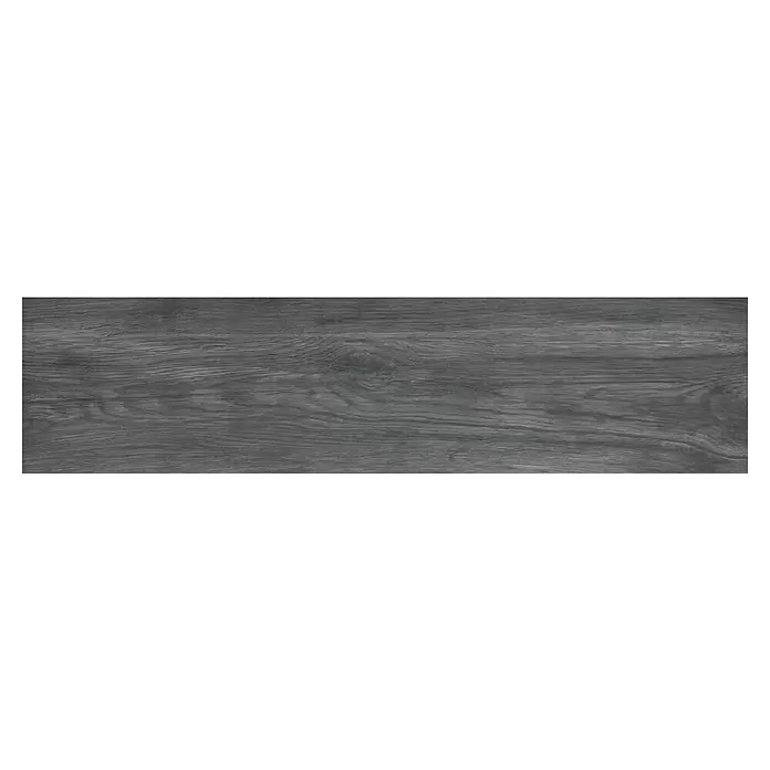 Feinsteinzeugfliese Natura - 22,5 x 90,2 cm, Dark, Matt - Strukturierte dunkelgraue Holzplatte mit natürlicher Maserung.