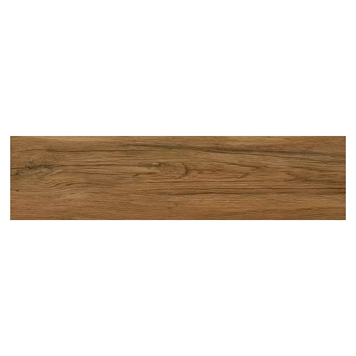 Feinsteinzeugfliese Natura - 22,5 x 90,2 cm, Honey, Matt - Braune Holzplatte mit natürlicher Maserung.