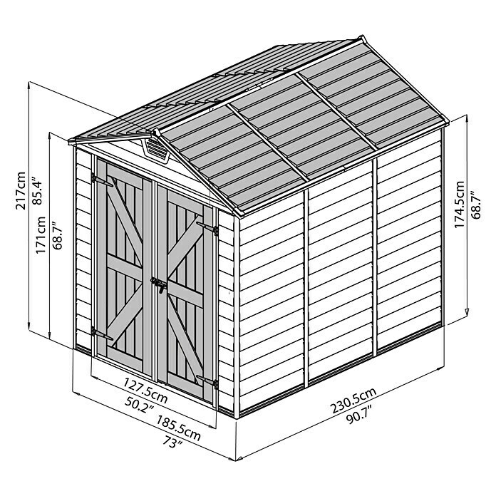 Palram – Canopia Gerätehaus Skylight 6x8 Tan1,85 x 2,3 m, Kunststoff, Beige/Braun Unknown