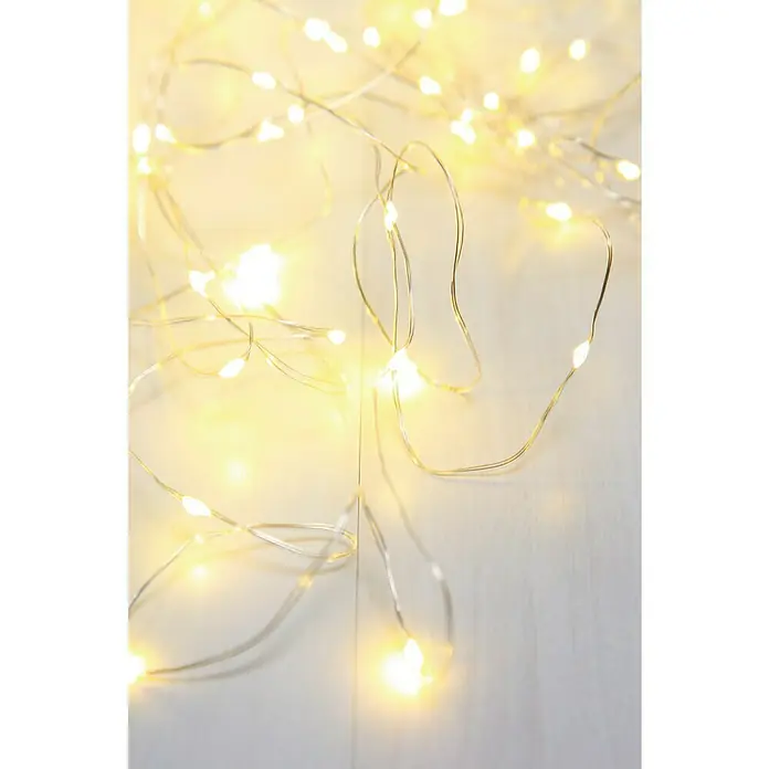Globo LED-Lichterkette Venuto - Innen, Kabellänge: 1,9 m, Silber Metallic - Lichterkette mit warmweißen LED-Leuchten, die sanftes Licht verbreiten und eine gemütliche Atmosphäre schaffen. Ideal für Dekorationen im Innenbereich.