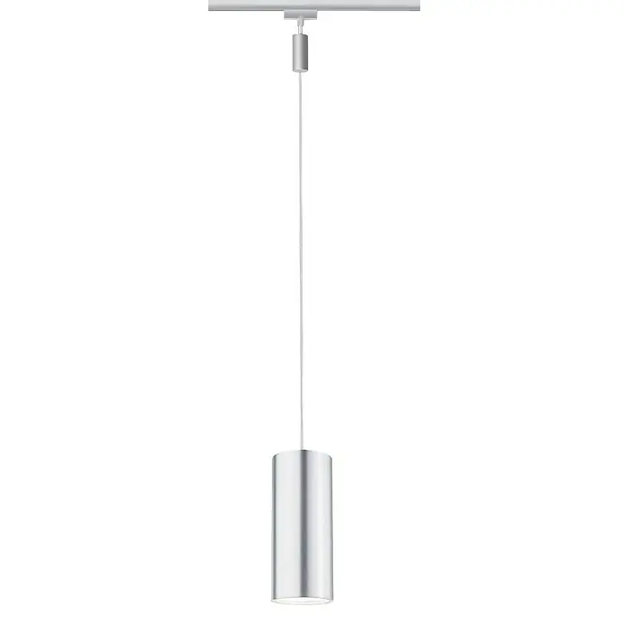 Paulmann URail LED-Pendelleuchte Barrel - 6 W, Lichtfarbe: Warmweiß, Höhe: 135 cm - Silberne Hängeleuchte mit zylindrischem Lampenschirm, ideal für moderne Innenräume. Dezente Beleuchtung für stilvolles Ambiente.