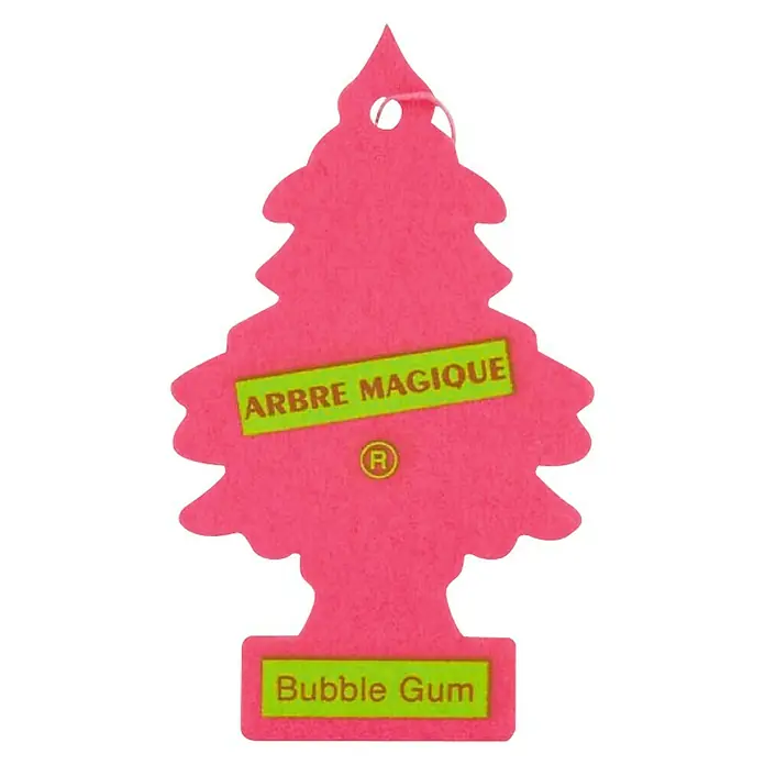 Wunderbaum Ambientador de coche - Chicle, 6 sem. - 7 sem. - Ambientador rosa "Arbre Magique" en forma de abeto, con aroma a chicle, ideal para coche o espacios pequeños, crea un ambiente fresco y agradable.