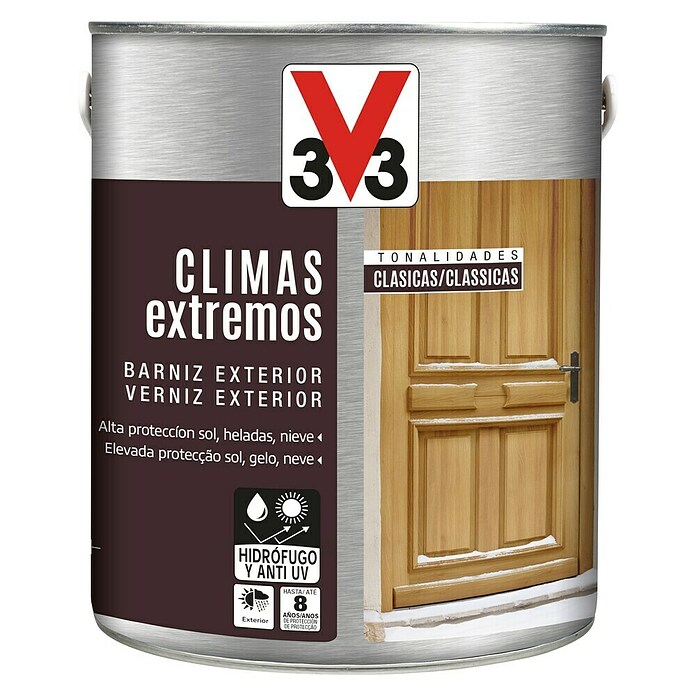 V33 Barniz para madera exterior Climas Extremos (Sapelly, Brillante, 2,5 l)