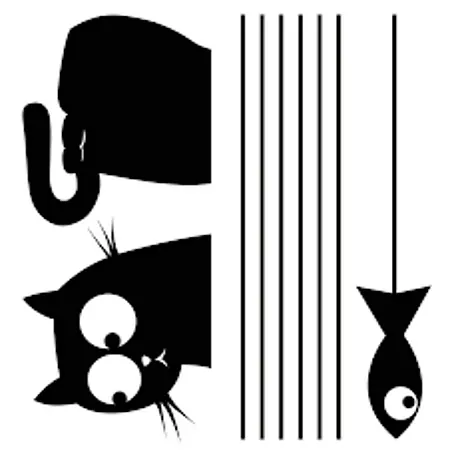 Vinilo de pared Gato y pez