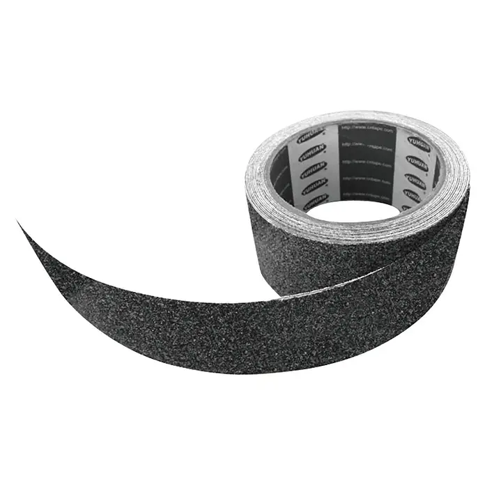 Cinta de señalización adhesiva para el suelo - Negro - Rollo de cinta antideslizante para una base segura. La cinta adhesiva antideslizante mejora la seguridad en escaleras.