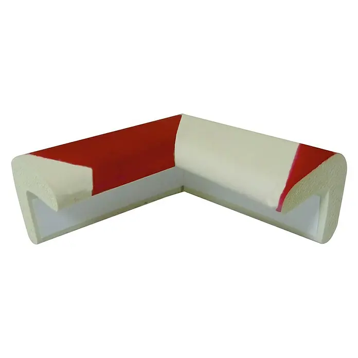Banda de gomaespuma PU30RB - L x An: 7 x 3 cm - Protector de esquinas rojo y blanco para niños, diseñado para amortiguar bordes afilados y esquinas, evitando lesiones.\n