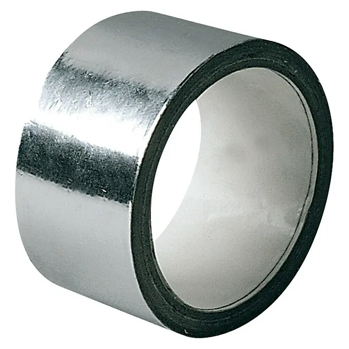Cinta de aluminio para sellar - Plata, L x An: 50 m x 5 cm - Rollo brillante de cinta adhesiva plateada, ideal para diversas aplicaciones. Robusto y versátil para el uso diario.