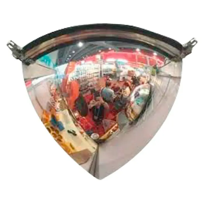 Espejo de seguridad 90º - Diámetro: 650 mm - Un espejo de seguridad hemisférico interior con un reflejo distorsionado del interior de una tienda para un ángulo de visión más amplio.