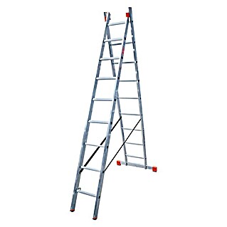 Krause Escalera multiusos (Altura de trabajo: 5,25 m, Número de peldaños: 2 x 9 peldaños, Aluminio)