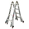Sprossen-Gelenk-Teleskopleiter (Arbeitshöhe: 5 m, 4 x 4 Sprossen, Treppenfunktion, Aluminium)