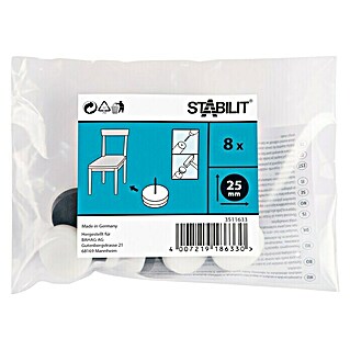 Stabilit Plastik-Gleiter (25 mm, 8 Stk., Weiß, Mit Stift)