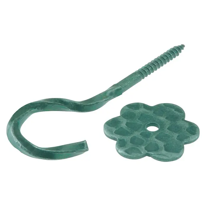 Suki Hembrilla abierta - Color: Negro, Acero - Gancho verde con tornillo y arandela en forma de flor. Este producto está diseñado para la fijación.