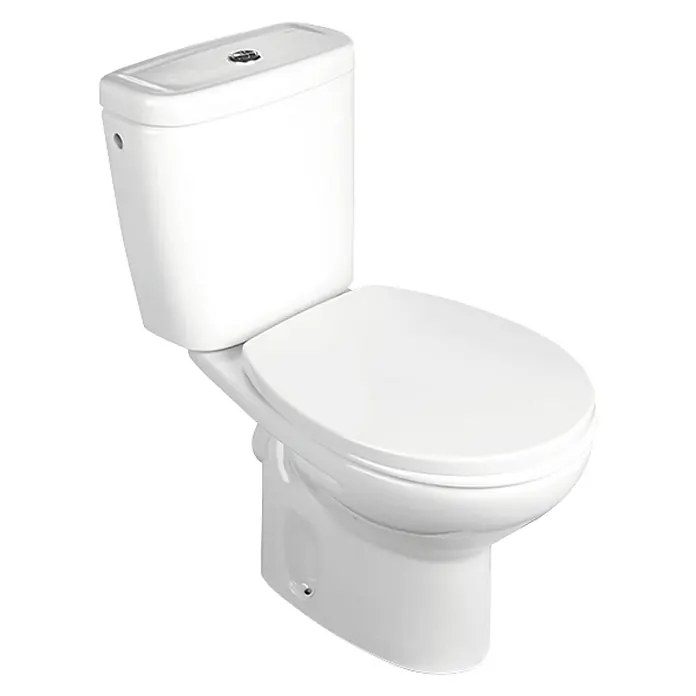 Roca Mitos Pack de WC - Con borde de descarga, Salida WC: Horizontal, Blanco, No adosado a pared - Inodoro de pie blanco con cisterna adosada y diseño moderno, ideal para cualquier baño.\n