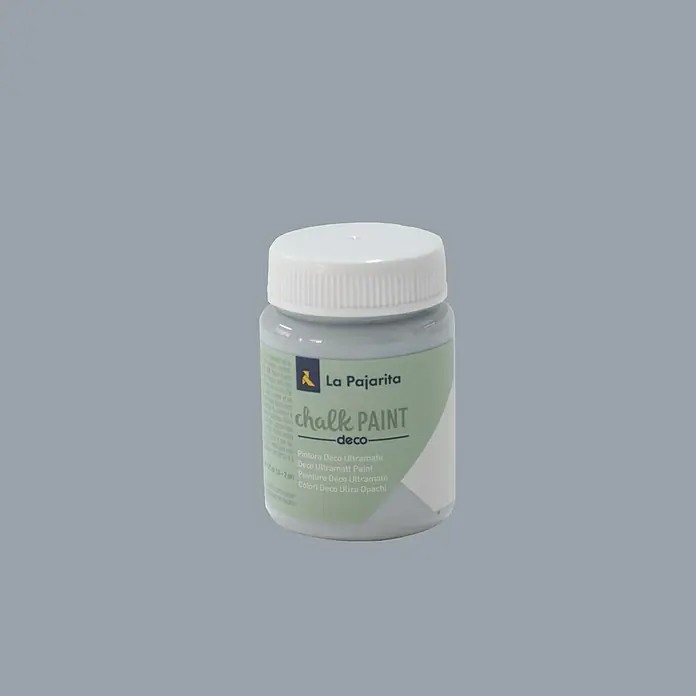 La Pajarita Pintura de tiza Chalk Paint - Azul Cristal, 75 ml, Mate - Primer plano de un tarro de pintura de tiza Deco La Pajarita, ideal para decorar y estilizar superficies.