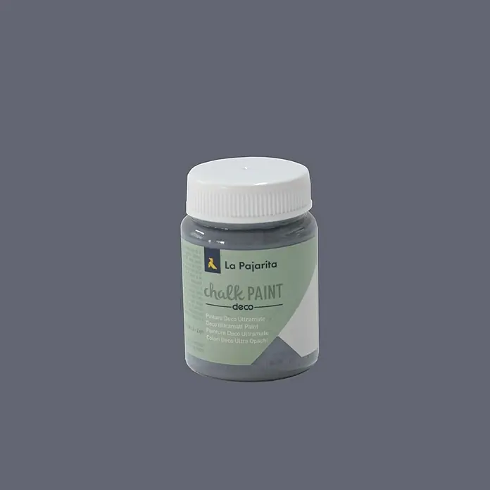 La Pajarita Pintura de tiza Chalk Paint - Gris urbano, 75 ml, Mate - Bote de pintura de tiza La Pajarita Deco. Esta pintura de tiza de alta calidad es ideal para muebles y proyectos de decoración, asegurando un acabado mate.