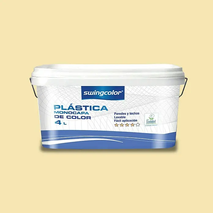 swingcolor Pintura para paredes - Mantequilla, Mate, 4 l - Un cubo de 4L de pintura interior Swingcolor Plástica Monocapa, ideal para paredes y techos.