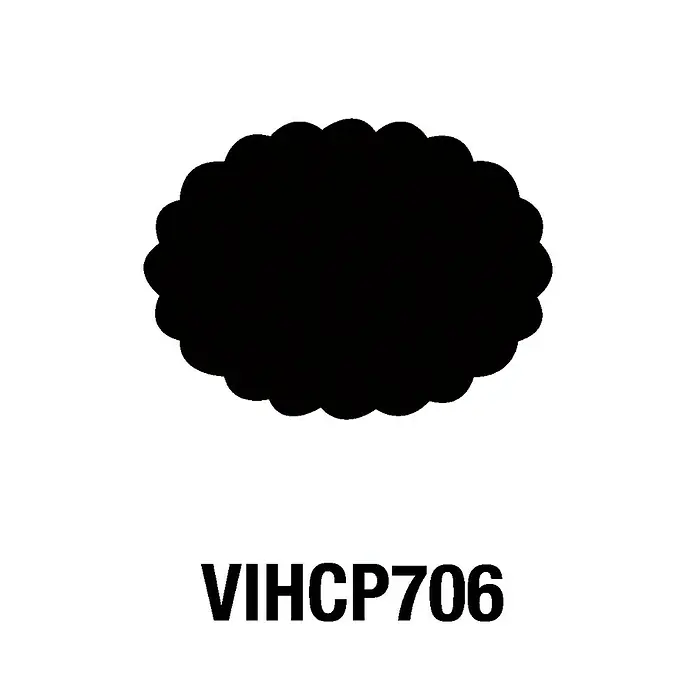 Artemio Perforadora Jumbo oval - 7,62 x 7,6 cm - Forma negra, ovalada y festoneada que contrasta con un fondo blanco. Código de producto: VIHCP706.
