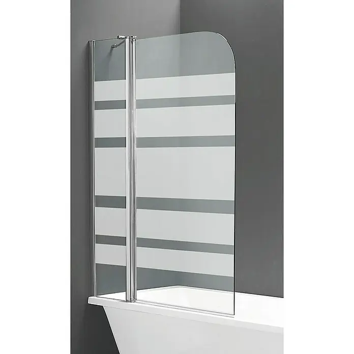Mampara para bañera Alba - An x Al: 110 x 145 cm, 2 ud., Cromo - Mampara de bañera con rayas horizontales y borde redondeado. Un complemento práctico para cualquier baño.