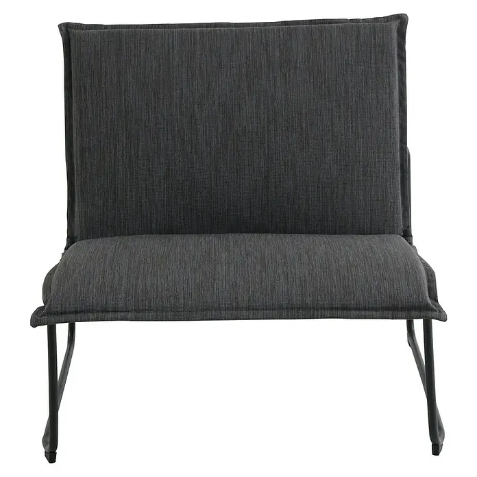 Sunfun Sarah Garten-Loungesessel - Anthrazit, B x T x H: 87 x 68 x 76 cm - Das Bild zeigt einen grauen Polstersessel mit schwarzen Beinen. Der Sessel ist modern und minimalistisch gestaltet und lädt zum Entspannen ein.
