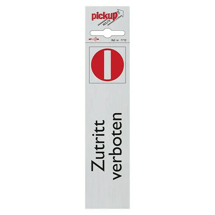 Pickup Aufkleber - Motiv: Zutritt verboten, L x B: 165 x 44 mm - Schild mit der Aufschrift "Pickup Route", dem Symbol "Zutritt verboten" und der Ref.-Nr. 7712.