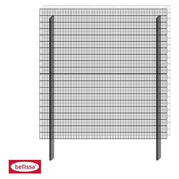 Bellissa Gabione Erweiterung BP-E10 Paravento197,8 x 12 x 201 cm, Stahl, Maschenbreite: 25 mm, Maschenhöhe: 100 mm Front View