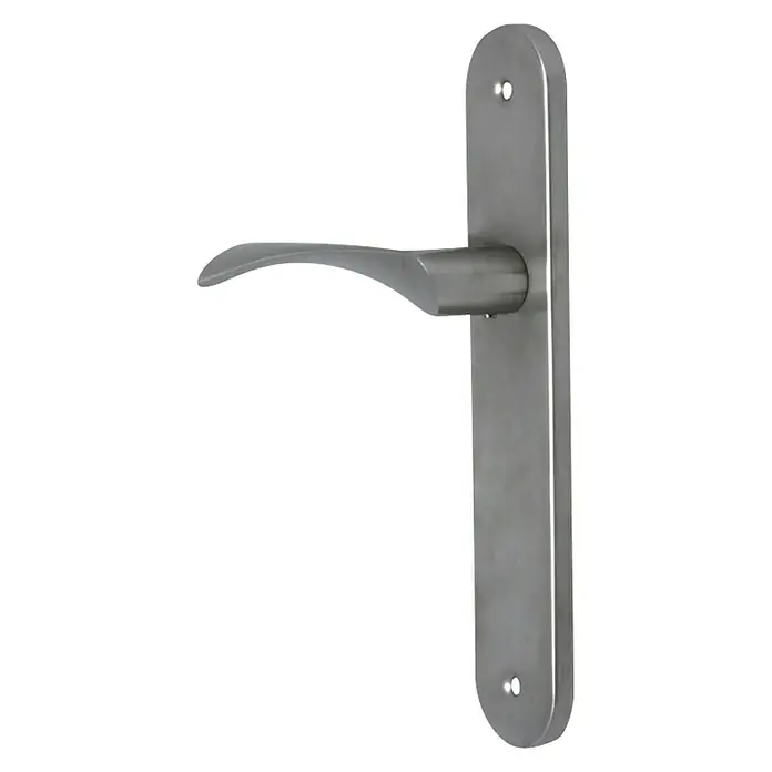 GDK Conjunto de picaporte PLQDS001 - Largo: 25 cm, Acero inoxidable - Manija de puerta de acero cepillado con un diseño elegante para interiores modernos. Ideal para hogares y oficinas contemporáneas.