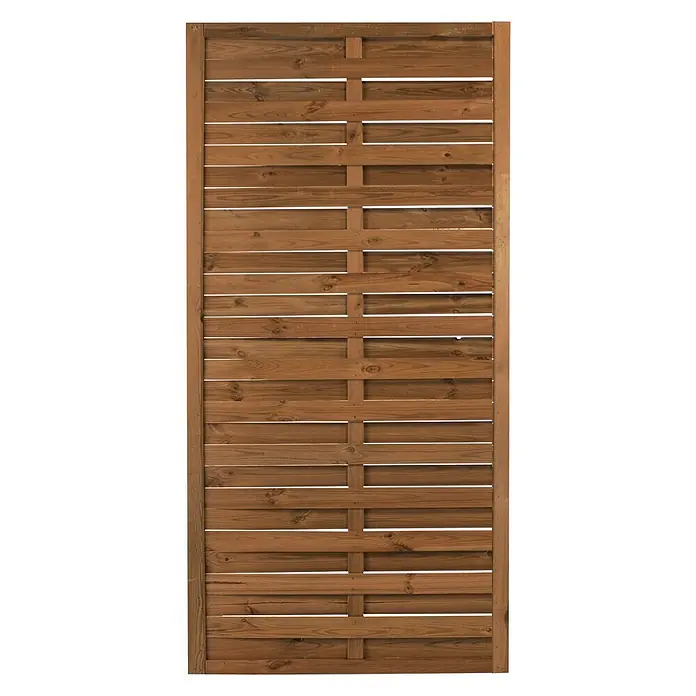Cerland Celosía para exterior Timeo - 90 x 180 cm, Madera, Marrón - Valla de privacidad de madera con listones horizontales para jardines o patios. Protección robusta y elegante contra miradas indiscretas.