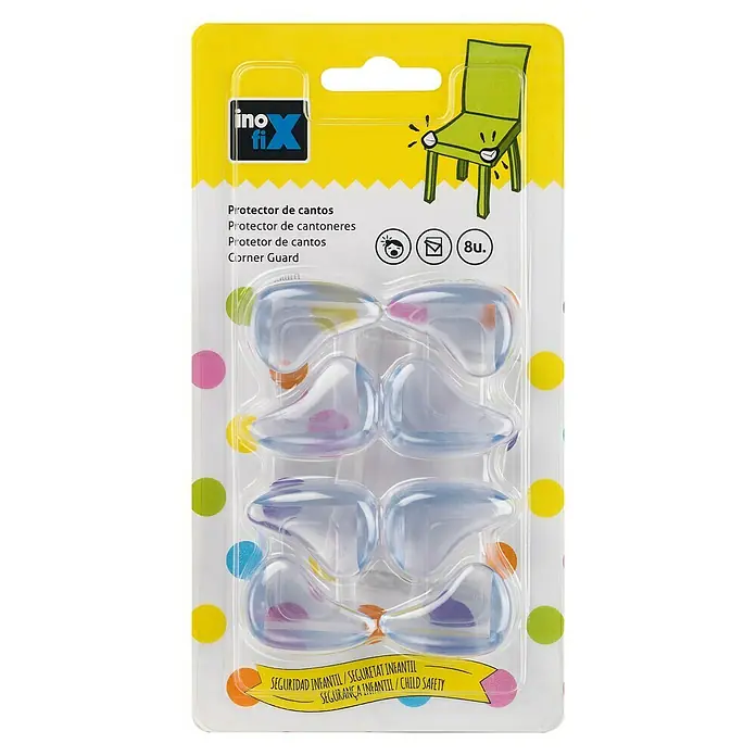 Inofix Protector para esquina 5001-0- - Transparente, 8 ud. - Paquete de protectores de esquinas Inofix para proteger a los niños de los bordes afilados de los muebles. Contiene 8 unidades.