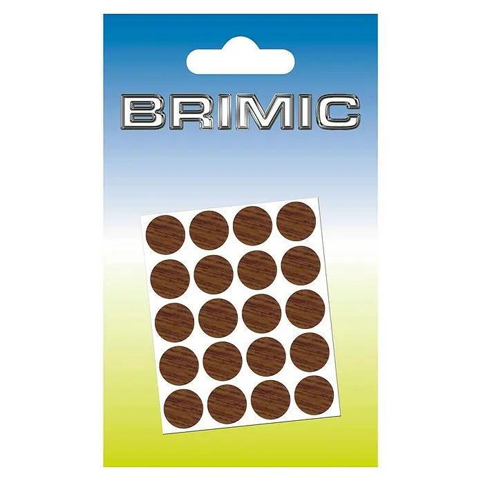 Micel Brimic Tapón embellecedor Nogal - Diámetro: 13 mm, Pegado, 20 ud. - Paquete de deslizadores de madera para muebles Brimiс. Protege los muebles y los pisos de los arañazos, disponible en diferentes tamaños y acabados.