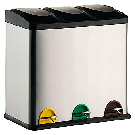 MSV Cubo con pedal Eco (60 l, Acero inoxidable/Negro)