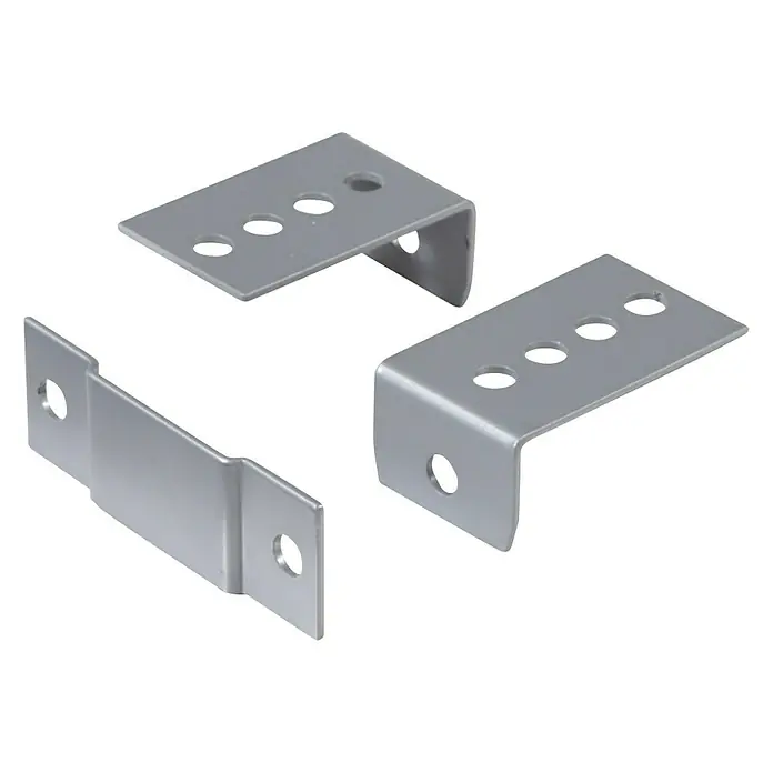 Wolfcraft Juego de fijación de pared - 3 pzs., Acero - Tres soportes de montaje plateados con agujeros para fijación. Ideal para la construcción de muebles u otros trabajos de montaje.