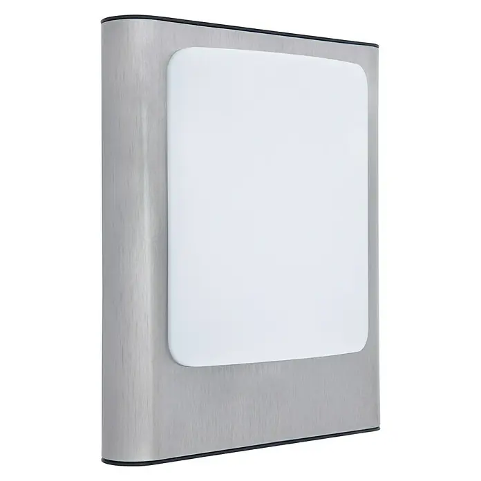 Lutec Aplique exterior LED Face - 16 W, 7 x 19 x 24 cm, Plateado, IP44 - Lámpara de pared con efecto metal cepillado y difusor cuadrado blanco.