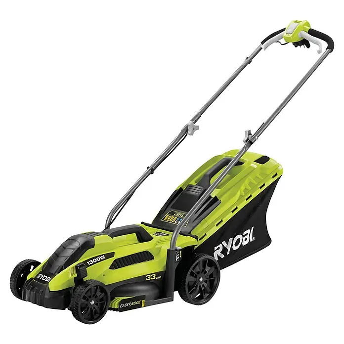 Ryobi Elektro-Rasenmäher RLM13E33S - 1.300 W, Schnittbreite: 33 cm - Der Ryobi 1300W Rasenmäher mit 33cm Schnittbreite und EasyEdge Funktion für präzise Kantenschnitte. Praktisch und leistungsstark.